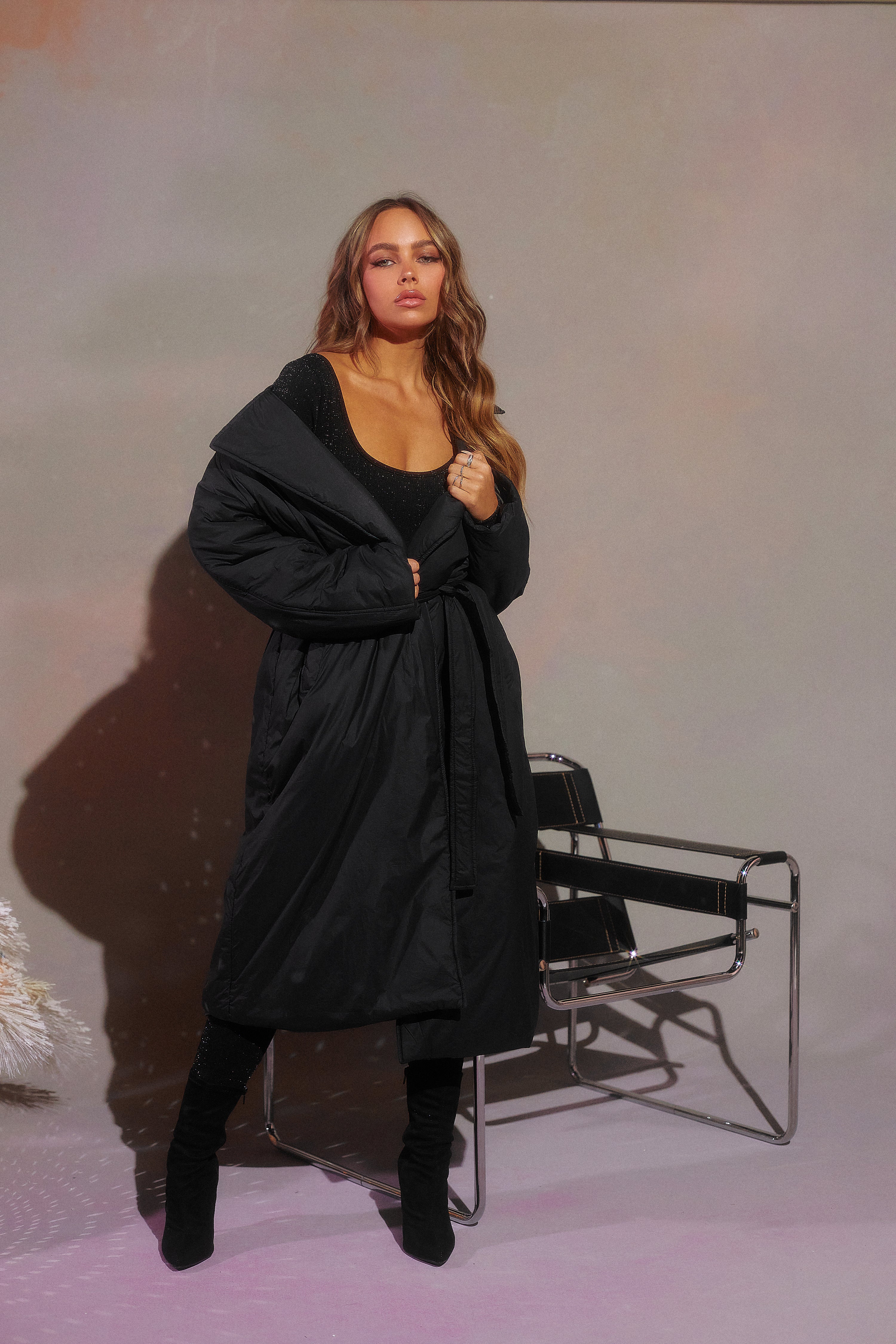 long line black puffer jacket