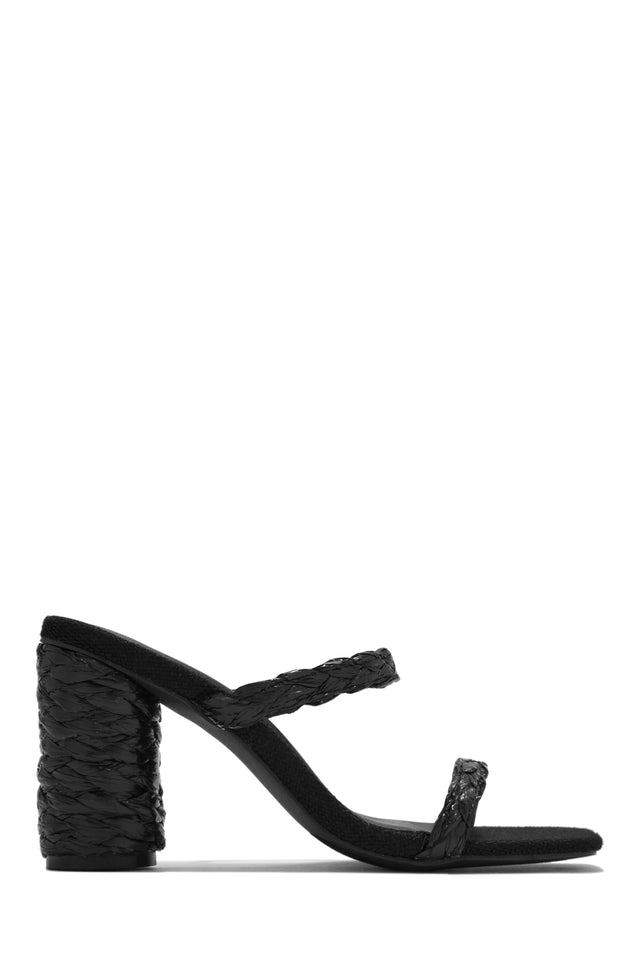 Load image into Gallery viewer, Out On Vacation Espadrille Block Heel Mules - Black