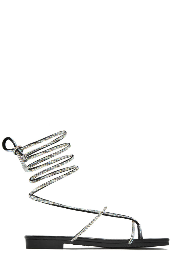 Load image into Gallery viewer, Black Lace Up Embellished Sandals