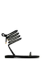 Load image into Gallery viewer, Black Embellished Lace Up Sandals