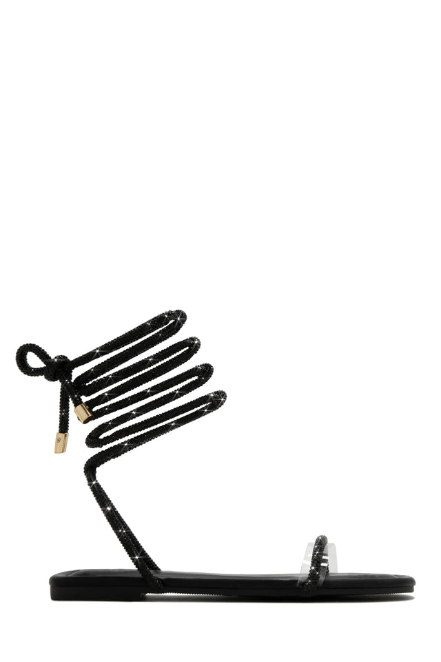 Load image into Gallery viewer, Black Embellished Lace Up Sandals