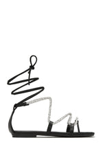 Load image into Gallery viewer, Black Embellished Lace Up Sandals