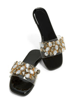 Load image into Gallery viewer, Black Slip On Embellished Slide Sandals