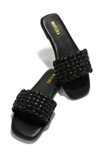 Load image into Gallery viewer, Black Braided Strap Slip On Sandals