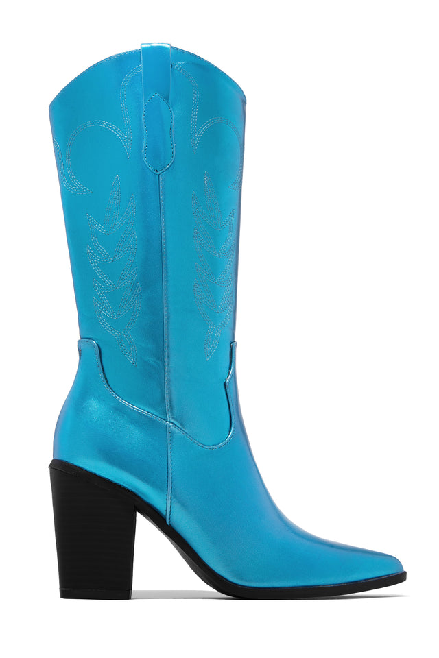Load image into Gallery viewer, Delaney Block Heel Cowgirl Boots - Blue