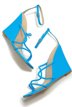 Load image into Gallery viewer, Nyana Ankle Strap Wedge Heels - Blue