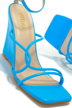 Load image into Gallery viewer, Nyana Ankle Strap Wedge Heels - Blue