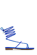 Load image into Gallery viewer, Blue Embellished Lace Up Sandals
