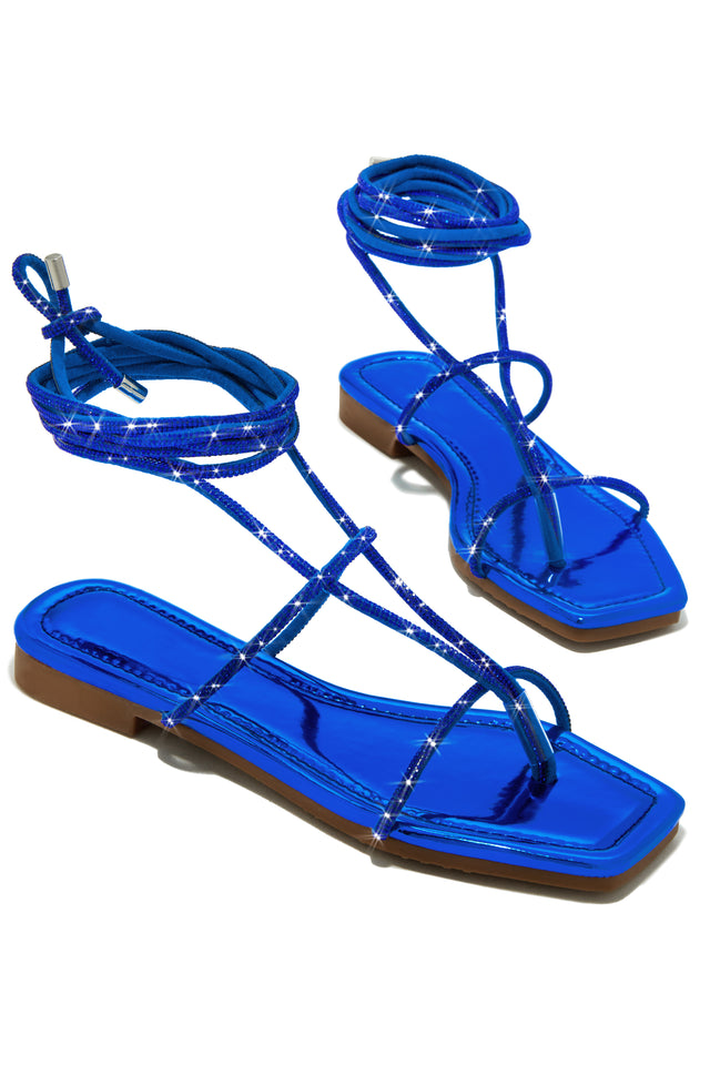 Load image into Gallery viewer, Blue Rhinestone Sandals