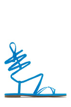 Load image into Gallery viewer, Blue Braided Strap Lace Up Sandals