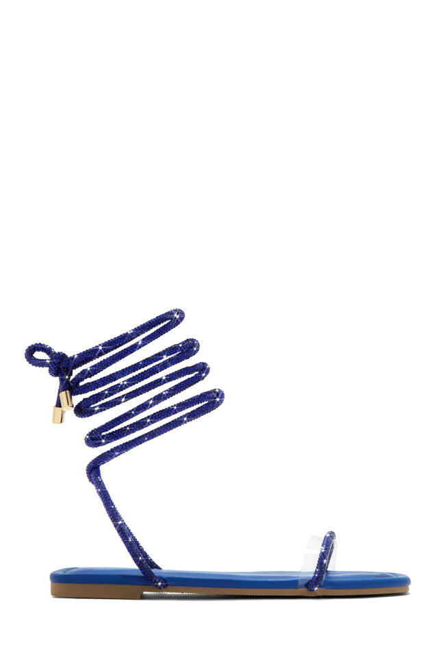 Load image into Gallery viewer, Blue Embellished Lace Up Sandals