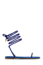 Load image into Gallery viewer, Blue Embellished Lace Up Sandals