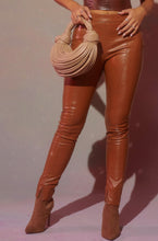 Load image into Gallery viewer, Women Wearing Tan PU Pants