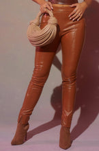 Load image into Gallery viewer, Tan PU Pants Being Worn By Model
