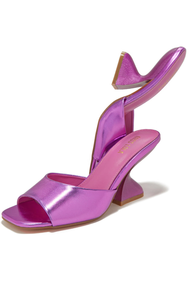 Load image into Gallery viewer, Racquel Mid Heel Mules - Metallic Pink