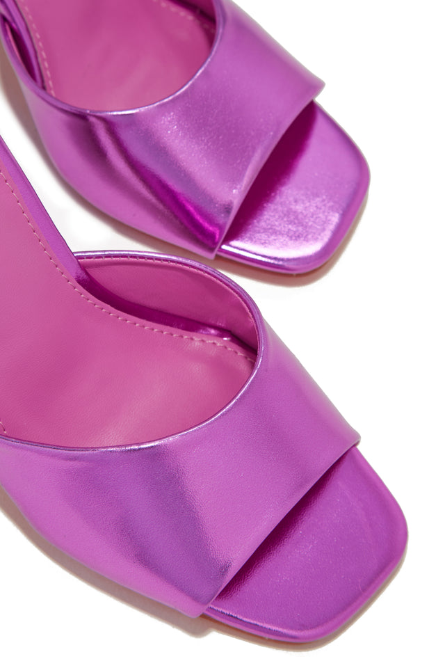 Load image into Gallery viewer, Racquel Mid Heel Mules - Metallic Pink