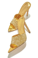 Load image into Gallery viewer, Gold-Tone Rhinestone Heels