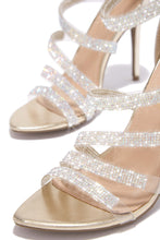 Load image into Gallery viewer, Gold-Tone Embellished Strap Heels
