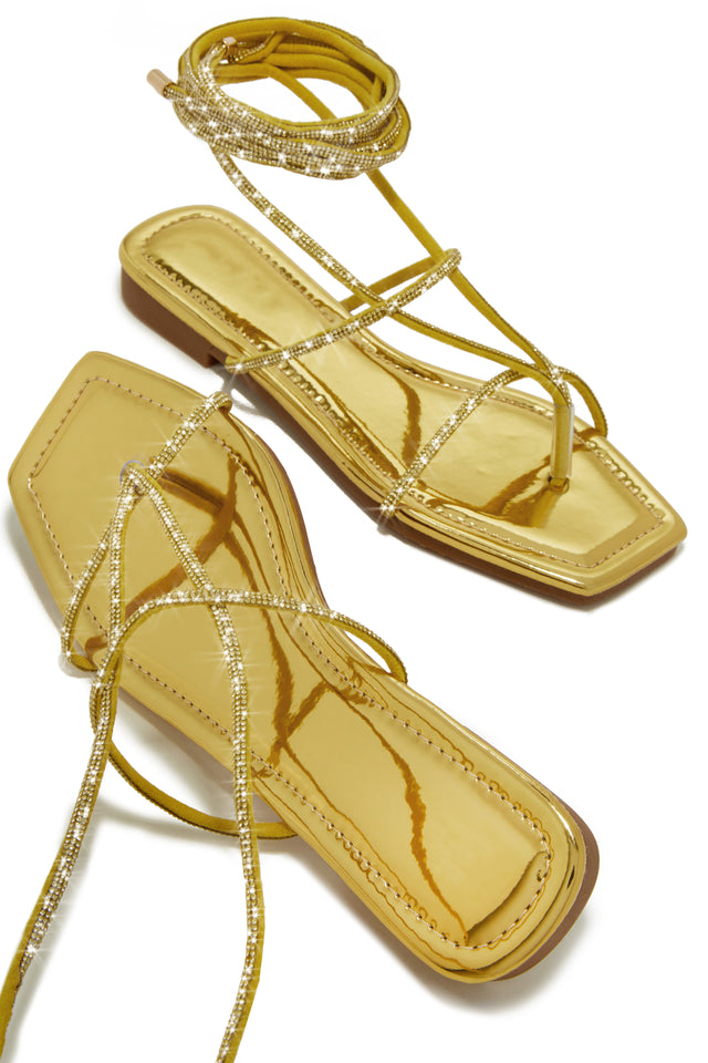 Load image into Gallery viewer, Gold-Tone Embellished Sandals