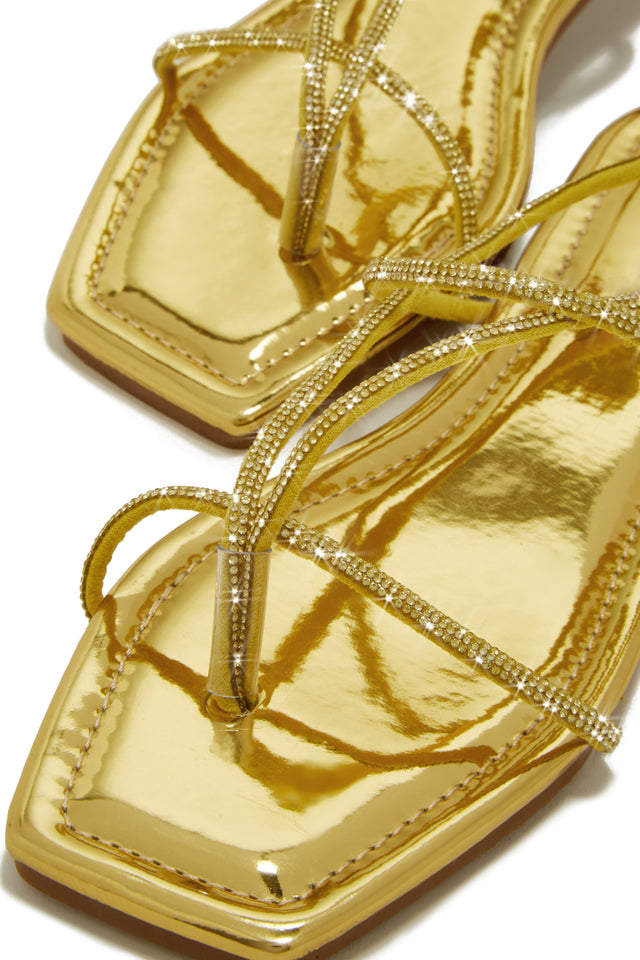 Load image into Gallery viewer, Gold-Tone Strappy Lace Up Sandals