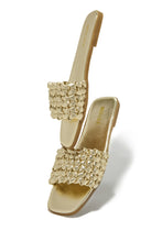 Load image into Gallery viewer, Gold-Tone Slip On Sandals