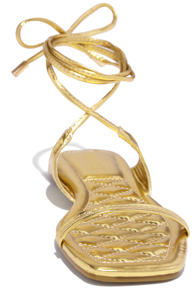 Load image into Gallery viewer, Gold Lace Up Sandal