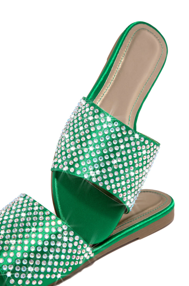 Load image into Gallery viewer, Green Faux Satin Sandals