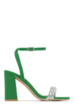 Load image into Gallery viewer, Green Embellished Chunky Heel