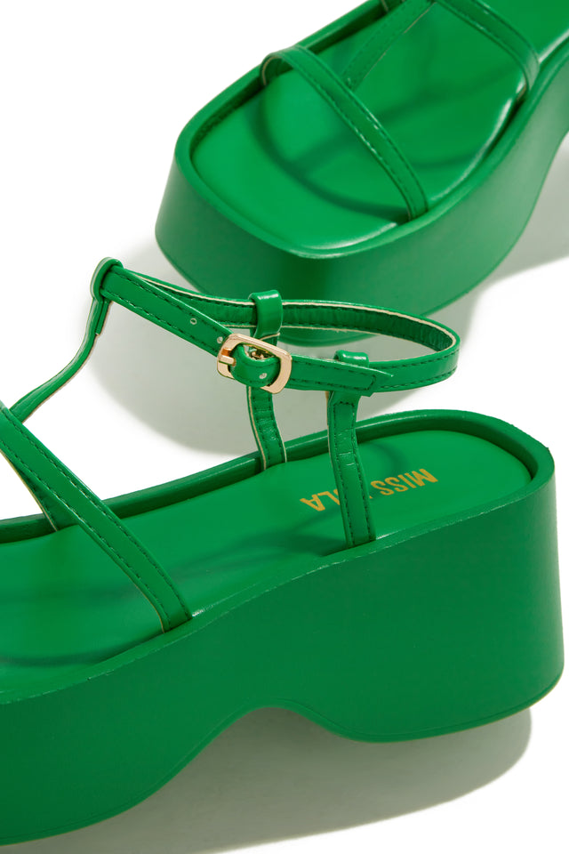 Load image into Gallery viewer, Beach Trip Flat Platform Sandals - Green