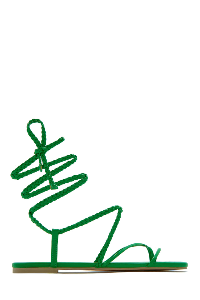 Load image into Gallery viewer, Green Braided Strap Lace Up Sandals
