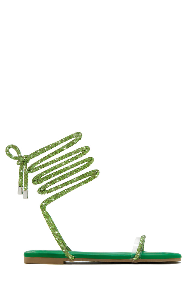 Load image into Gallery viewer, Green Embellished Lace Up Sandals