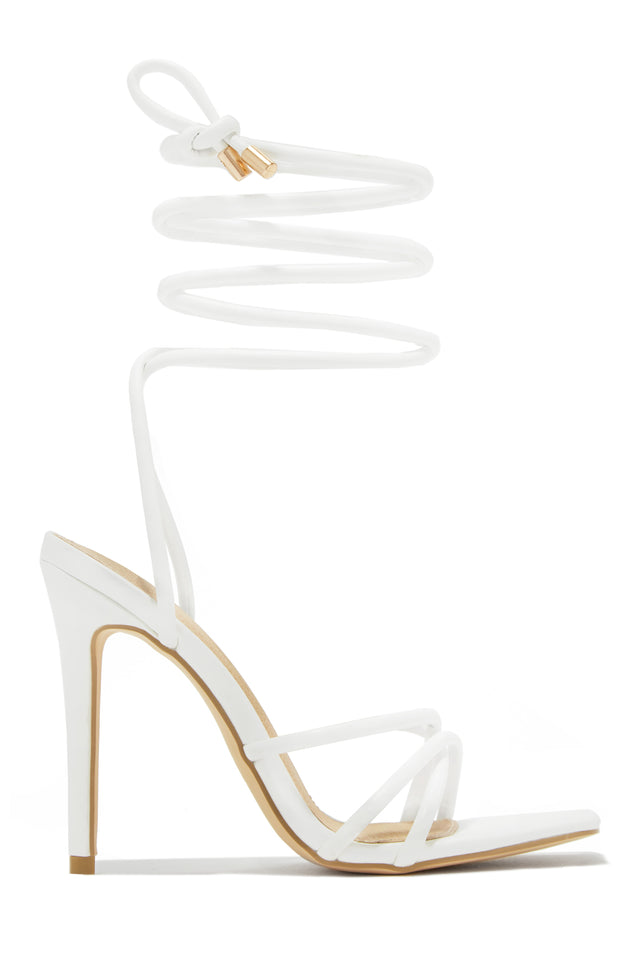 Load image into Gallery viewer, Holly Lace Up Strappy Heels - White