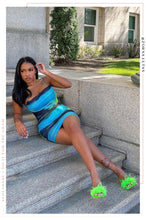 Load image into Gallery viewer, Leana Faux Feather Fur High Heel Mules - Green