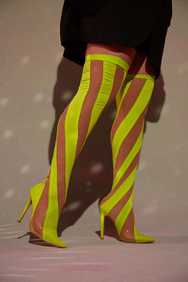 Load image into Gallery viewer, Yellow Over The Knee Boots