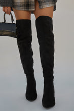 Load image into Gallery viewer, Black Suede Thigh High Boots