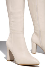 Load image into Gallery viewer, Fine Time Block Heel Knee High Boots - Ivory