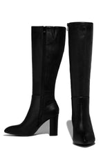 Load image into Gallery viewer, Fine Time Block Heel Knee High Boots - Black
