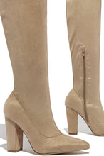 Load image into Gallery viewer, Set The Bar Over The Knee Block High Heel Boots - Taupe