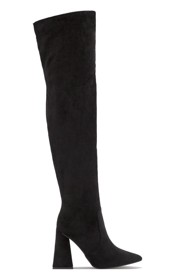 Load image into Gallery viewer, black faux suede pointed toe boot