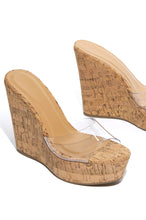 Load image into Gallery viewer, Summer in Cannes Platform Wedge Mules - Cork