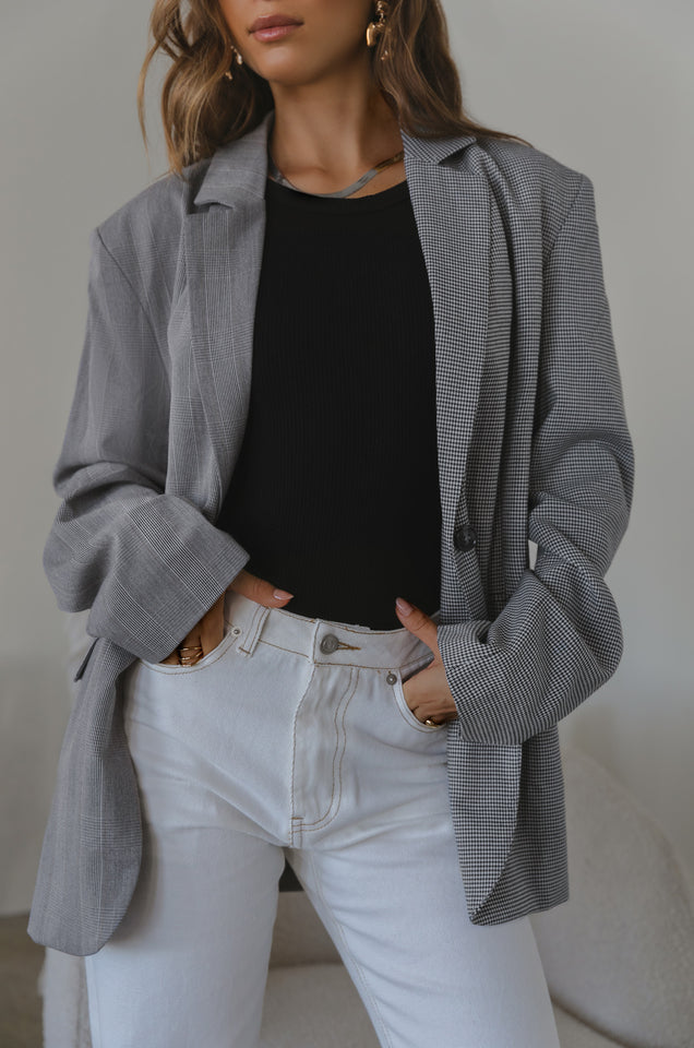 Load image into Gallery viewer, Isabelle Oversized Plaid Blazer - Black