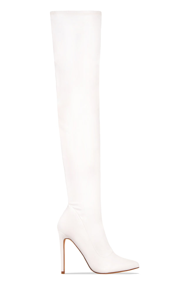 Load image into Gallery viewer, Sultry Touch Over The Knee Boots - White PU