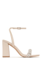 Load image into Gallery viewer, Nude Embellished Chunky Heel
