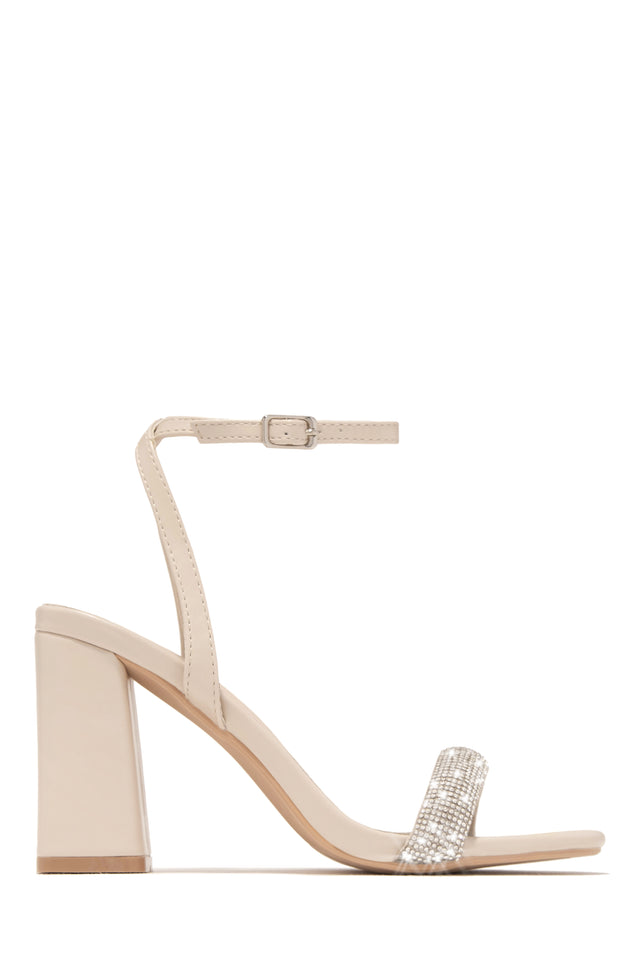 Load image into Gallery viewer, Nude Embellished Chunky Heel
