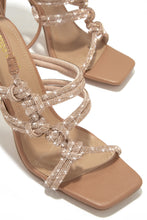 Load image into Gallery viewer, Nude Lace Up Open Toe Embellished Heels