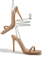 Load image into Gallery viewer, Pretty Girl Embellished Lace Up High Heels - Nude