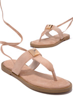 Load image into Gallery viewer, Nude Lace Up Sandals