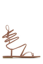 Load image into Gallery viewer, Nude Braided Strap Lace Up Sandals