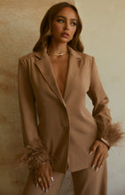 Load image into Gallery viewer, Faux Trim Feather Blazer