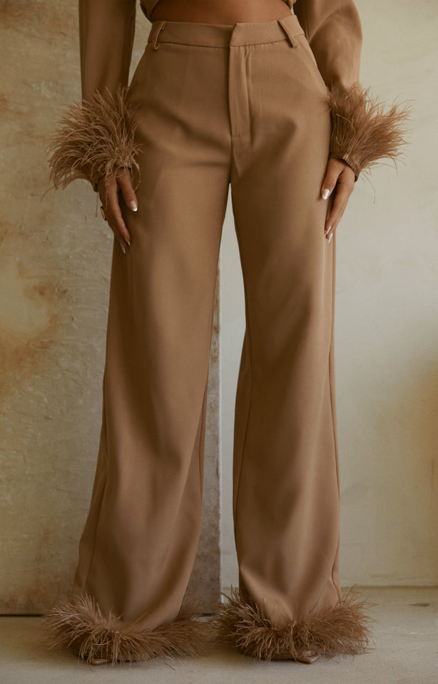 Load image into Gallery viewer, Nude Feather Trim Pant